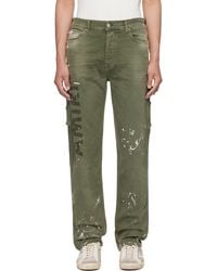 Amiri - Jean De Travail Ajusté Kaki À Logo De Style Militaire Et À Éclaboussures De Peinture - Lyst