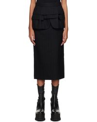 Sacai - Black Chalk Stripe Midi Skirt - Lyst