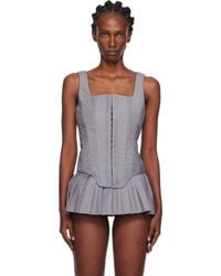 Pushbutton - Haut De Style Bustier Sans Manches Gris - Lyst