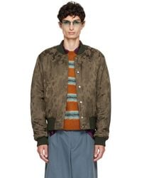 Dries Van Noten - Khaki Pattern Bomber Jacket - Lyst