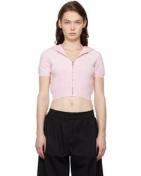 T By Alexander Wang - Cropped Zip-up Hoodie - Lyst