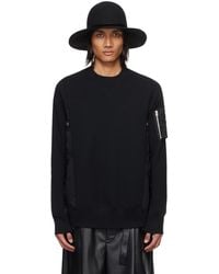 Sacai - Black Paneled Sweatshirt - Lyst