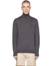 Fred Perry - Gray Roll Neck Turtleneck - Lyst