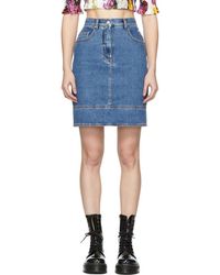 MSGM Mini-jupe en denim bleue Multiple Pockets