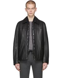 BOSS Black Leather Mupton Jacket