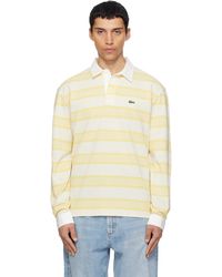 Lacoste - ホワイト＆イエロー リラックスフィット ボーダー ピケ ラガーシャツ - Lyst