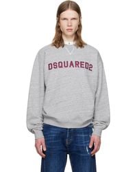 DSquared² - Pull Molletonné De Style Collégial Gris À Logo Et À Col Ras Du Cou - Lyst
