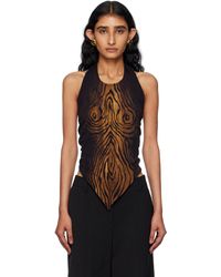 Jean Paul Gaultier - Haut De Style Foulard Noir Et Brun À Imprimé Wood - Lyst