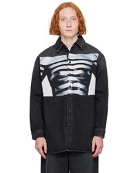 Jean Paul Gaultier - Chemise noire en denim à imprimé body marinière - fashion fiction - Lyst