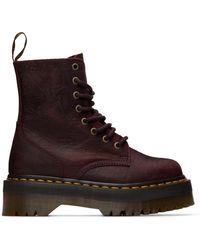 Dr. Martens - Burgundy Jadon Floral Emboss 8 Eye Platform Boots - Lyst