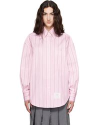 Thom Browne - Hairline Stripe Poplin Supersized Shirt - Lyst