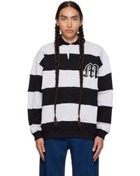 MSGM - Gray Striped Long Sleeve Polo - Lyst