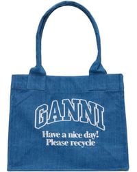 Ganni - Blue Large Easy Tote - Lyst