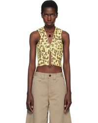 Stanley Raffington - Leopard Print Plated Knit Cropped Tank Top - Lyst