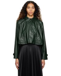 MM6 by Maison Martin Margiela - Green Cropped Faux-leather Jacket - Lyst