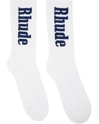 Rhude Vertical Logo Socks - White