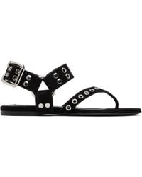 Alaïa - Sandales Noires En Suède De Veau À Bride De Style Tong - Lyst