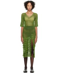 Bode - Green Flint Midi Dress - Lyst