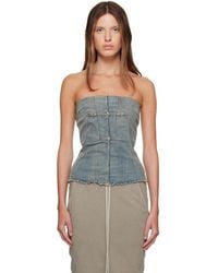 Rick Owens - Tower Splintered Denim Bustier Top - Lyst