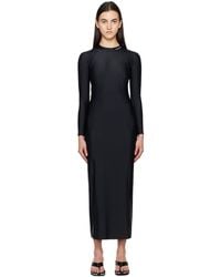 T By Alexander Wang Fitted Long Sleeve Maxi Dress in Black | Lyst