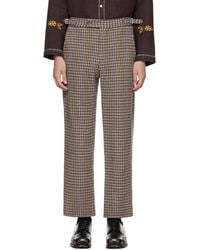 Bode - Pantalon marston brun à carreaux - Lyst