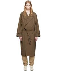 Lemaire - Brown Double-breasted Trench Coat - Lyst