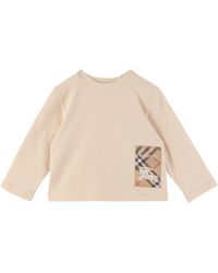 Burberry - ベビー｜ベージュ チェックラベル コットン Tシャツ - Lyst