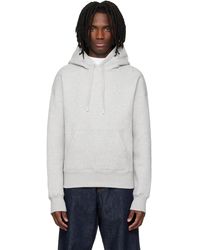Ami Paris - Pull À Capuche Gris En Coton À Logo Ami De Cœur Gaufré - Lyst