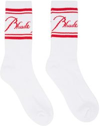 Rhude - White & Red Script Socks - Lyst