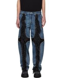 THUG CLUB - Mohican Leather Denim Jeans - Lyst