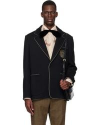 Valentino - Single-Breasted Wool Patch Blazer - Lyst