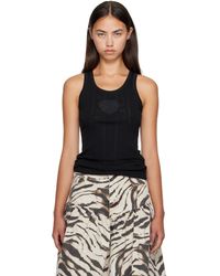 Ganni - Compact Pointelle Rib Jersey Tank Top - Lyst
