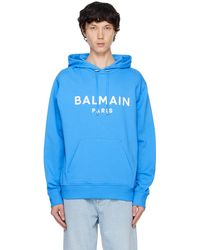 Balmain - ブルー Paris プリント フーディ - Lyst