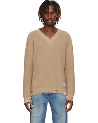 MM6 by Maison Martin Margiela - タン フレイド Vネックセーター - Lyst