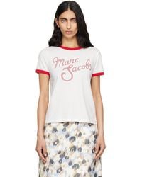 Marc Jacobs - Off- 'Marc' Logo Ringer Femme T-Shirt - Lyst