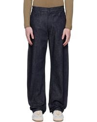 Mugler - ネイビー ローデニム ストレートジーンズ - Lyst