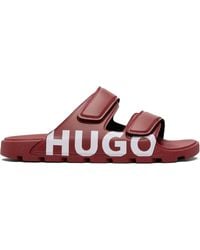 HUGO - Double Touch-Closure Straps Logo Sandals - Lyst