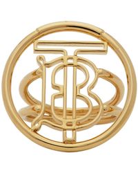 Burberry Gold Large Monogram Motif Ring - Metallic