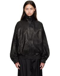 Acne Studios - Blouson Noir En Cuir À Glissière - Lyst
