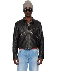Acne Studios - Black Distressed Leather Jacket - Lyst