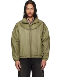 WOOYOUNGMI - Khaki High Neck Leather Jacket - Lyst