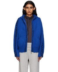 OPEN YY - ブルー ステッチ ジップアップ ニットフーディ - Lyst