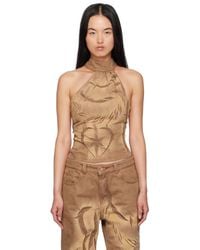 MASHA POPOVA - Ssense Exclusive Chains Halter Denim Tank Top - Lyst