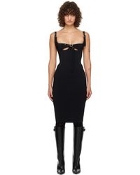Mugler - ブラック バックル ビスチェ ミディアムワンピース - Lyst