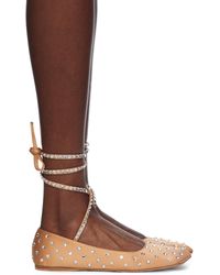 AMINA MUADDI - Ane Crystal Lace Up Ballerina Flats - Lyst