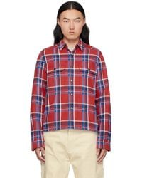 Rick Owens - レッド＆ネイビー Hollywood クロップド オーバーシャツ - Lyst