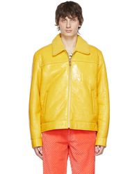 ERL Faux-leather Jacket - Yellow