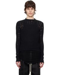 Rick Owens - Pull Écourté Biker Noir À Encolure Arrondie - Lyst