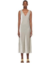 Vince - Gray Ruched Midi Dress - Lyst