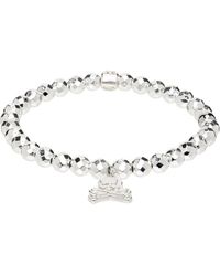 MASTERMIND WORLD - Bracelet À Perles En Pierre D'Hématite Plaqué Argent Sterling À Breloque À Logo - Lyst